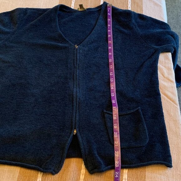 J. Jill Blue Double-Zipper Cozy Cardigan with Pocket - Womens Size L - Picture 8 of 9